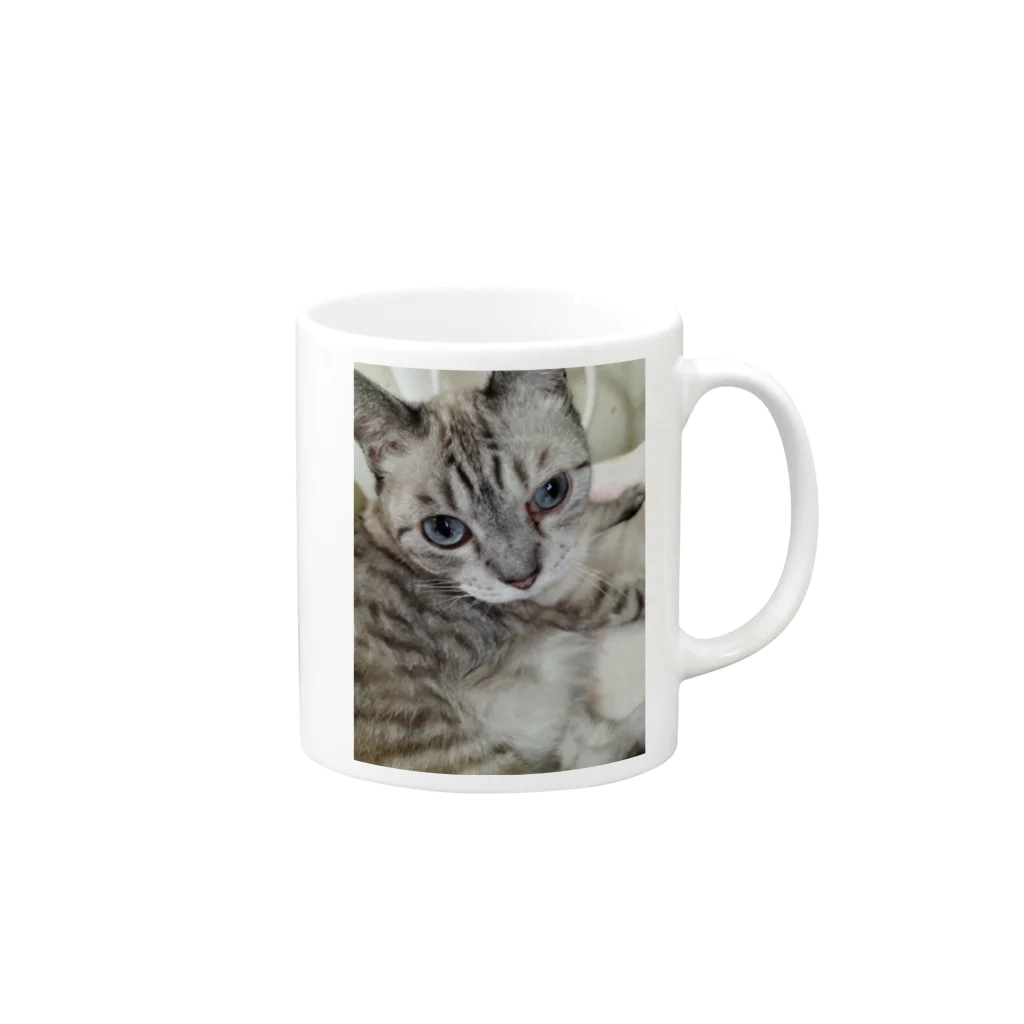 ねこの森でお散歩のフッワフワのシャムミックス Mug :right side of the handle