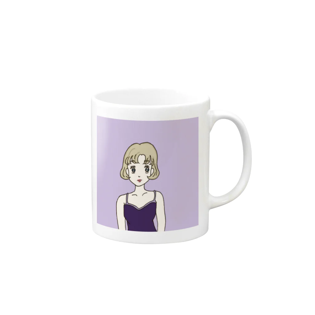 Hinanochin.shopのMs. Blonde Short Hair Mug :right side of the handle