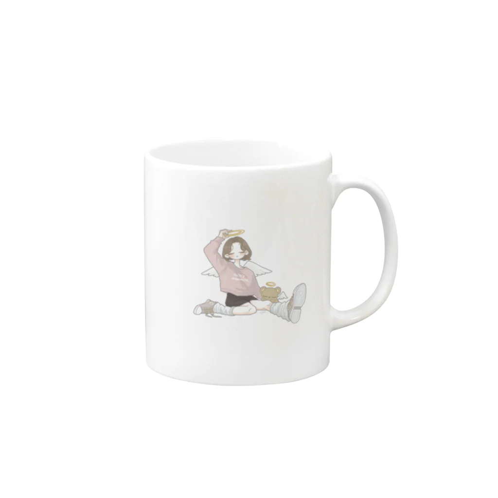 めじろのおみせの天使ちゃん Mug :right side of the handle