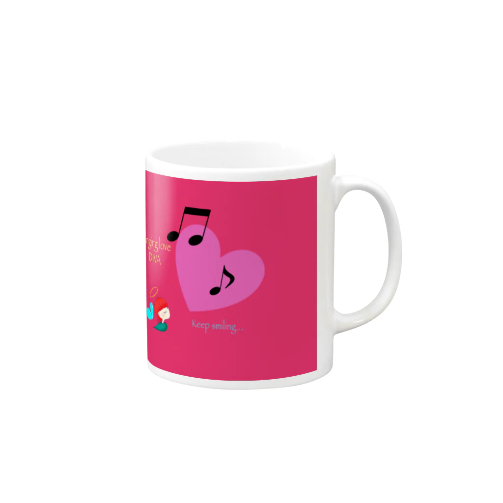 Divina AmoR-ART-のSinging love DIVA-Keep smiling- ピンク Mug :right side of the handle