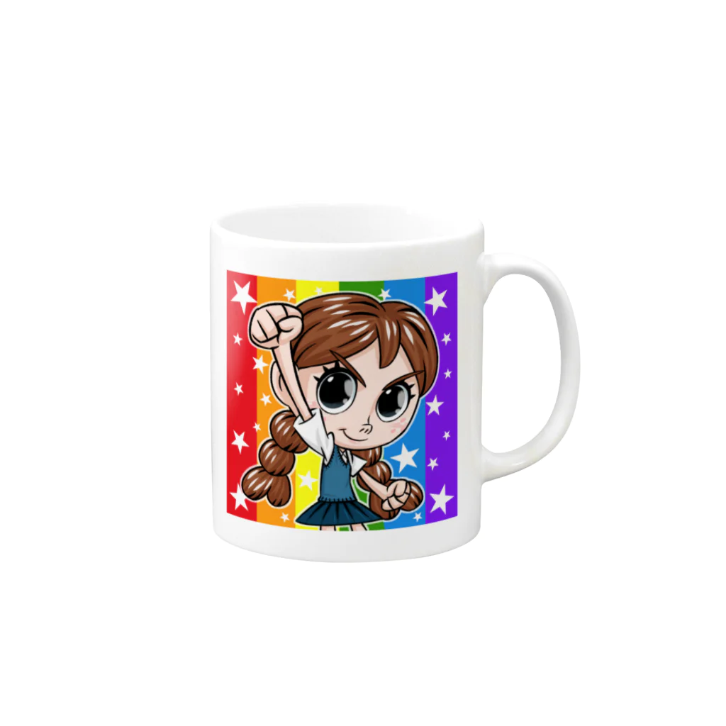 堀越ヨッシーのお店（SUZURI支店）の森邦子(PRIDE 2022) Mug :right side of the handle