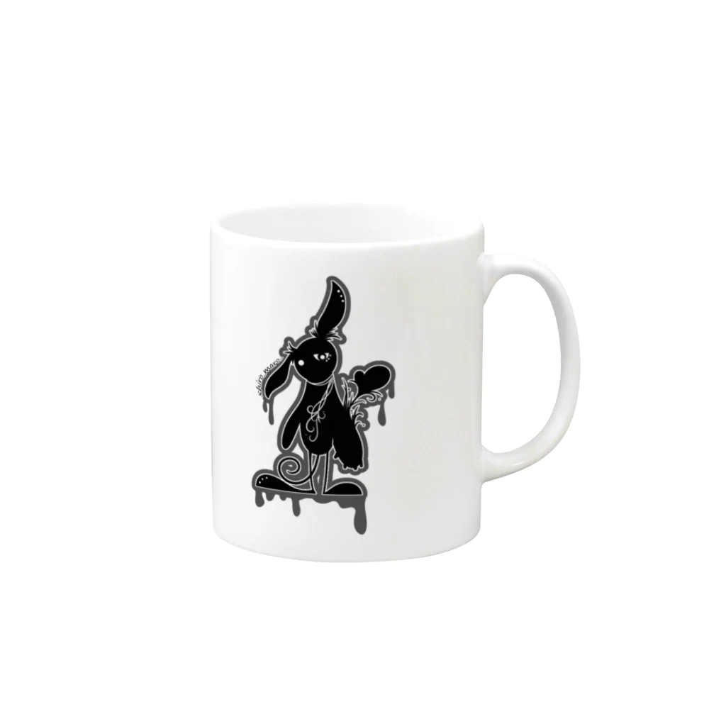 【公式】shiromaro-art-creativeのunique　rabbit Mug :right side of the handle