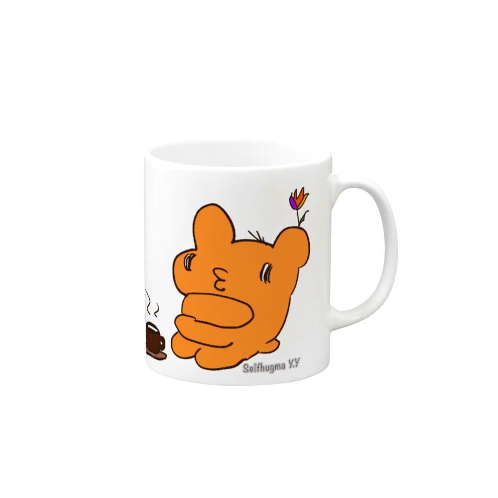 Selfhugma Y.Yのセルフハグマ(orange color) Mug :right side of the handle