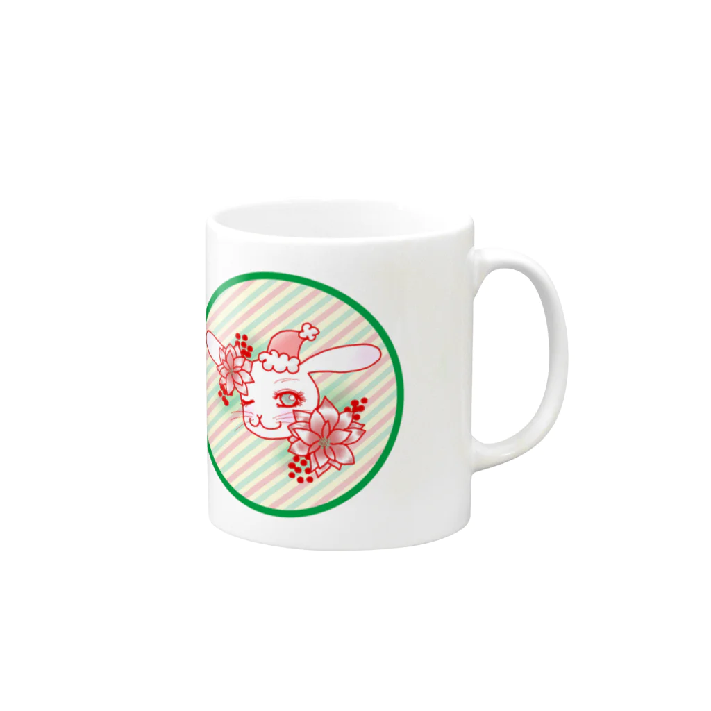 Rabbitflowerの♥らびこ♥クリスマスデザイン Mug :right side of the handle