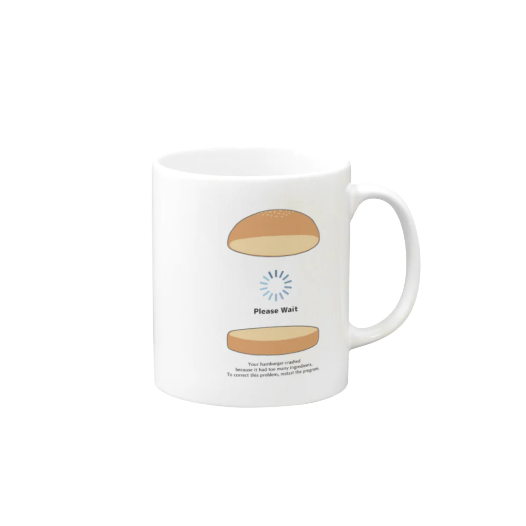 山素の具材をいっぱい挟みすぎてクラッシュしちゃったハンバーガー Mug :right side of the handle