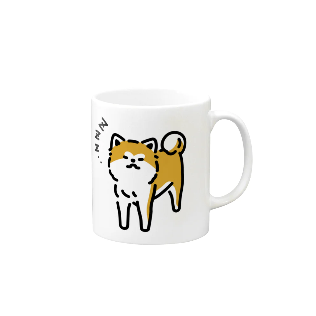 おもかわ〜おもしろい・かわいい専門店〜の立ち寝秋田犬 Mug :right side of the handle