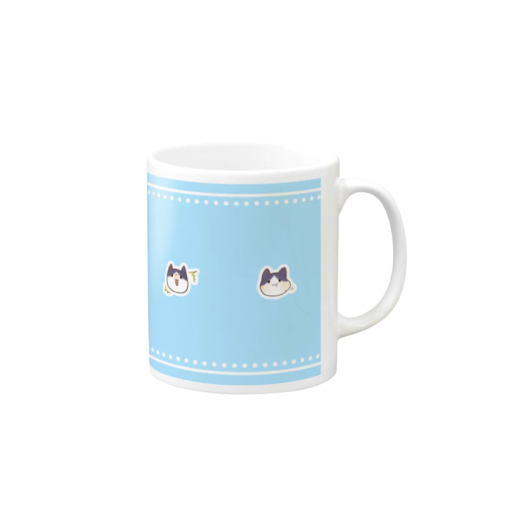 みぞれのばぶねこまぐかっぷ水色 Mug :right side of the handle