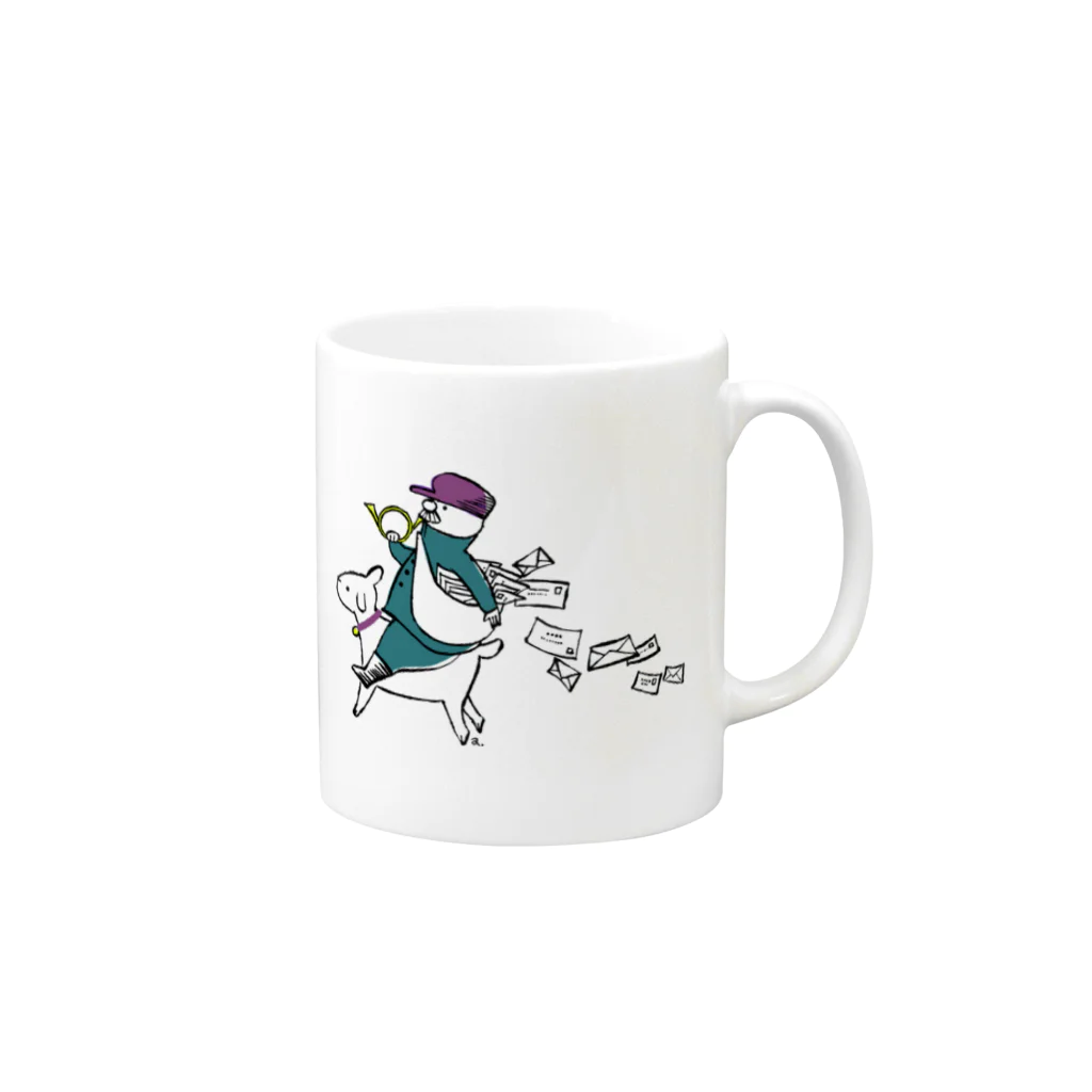 ポス山ポス夫のホルンを吹くポス夫 Mug :right side of the handle
