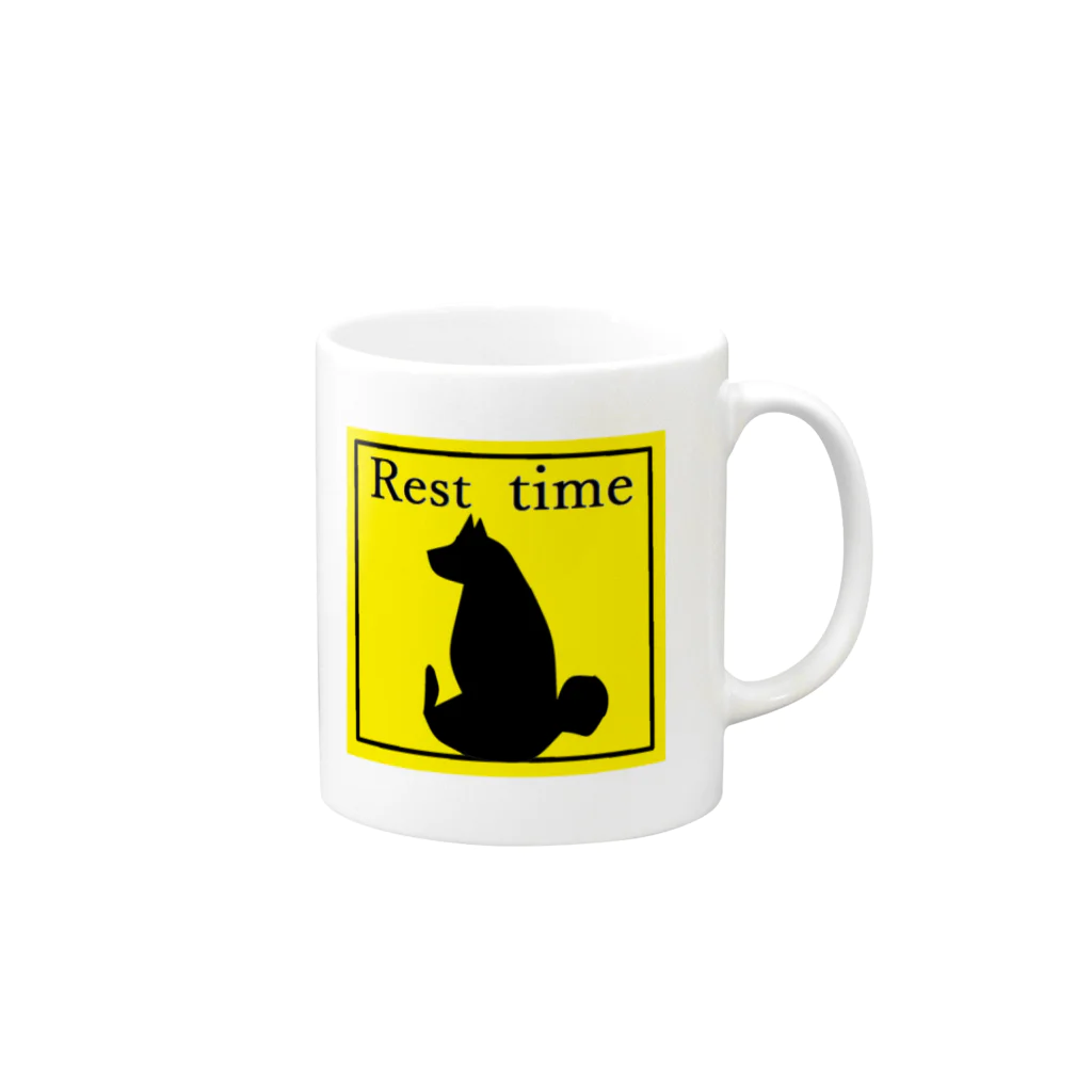 いっぷく処 てんてんのもっちり柴シルエット１(Rest time) Mug :right side of the handle