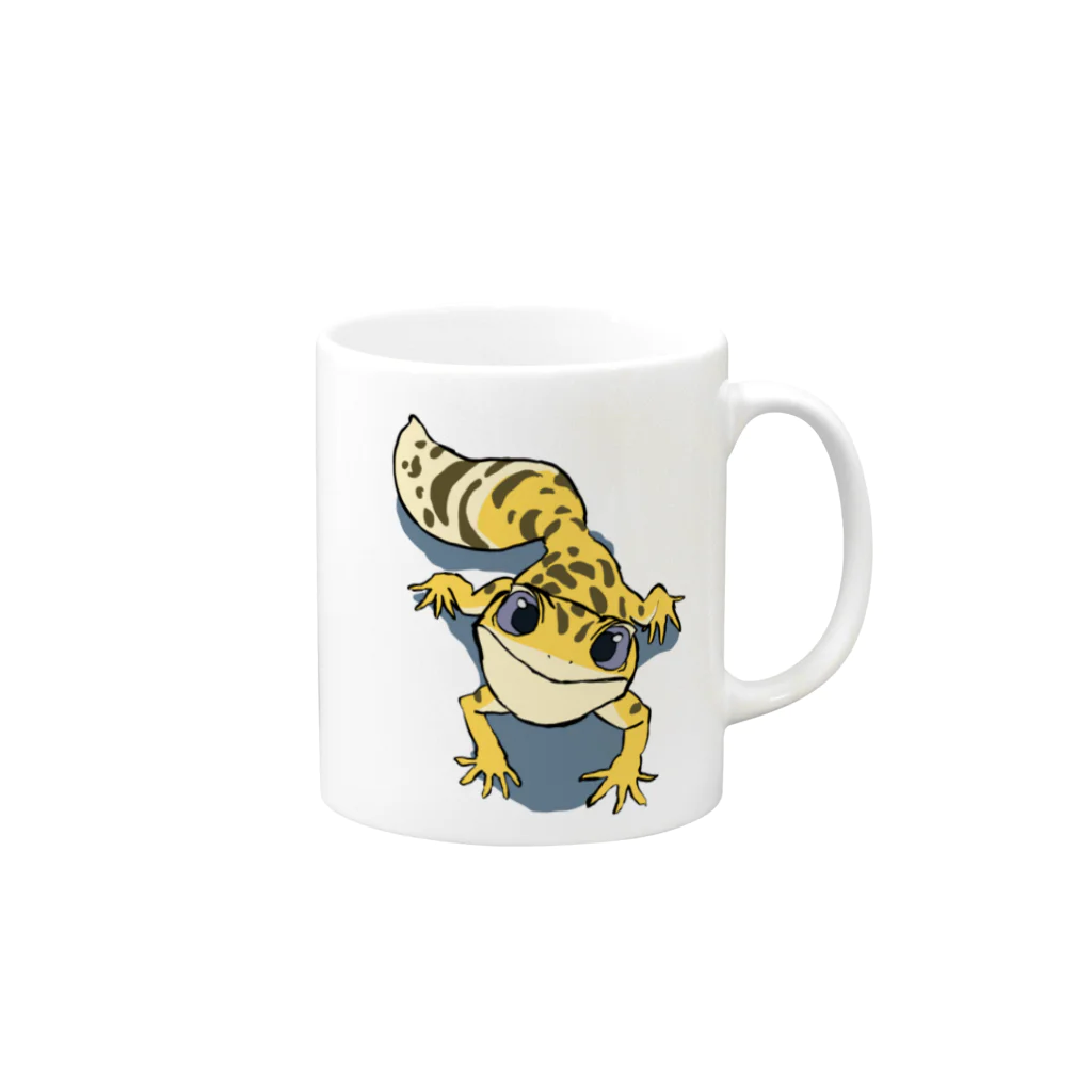 お絵描き広場のヒョウモントカゲモドキ Mug :right side of the handle