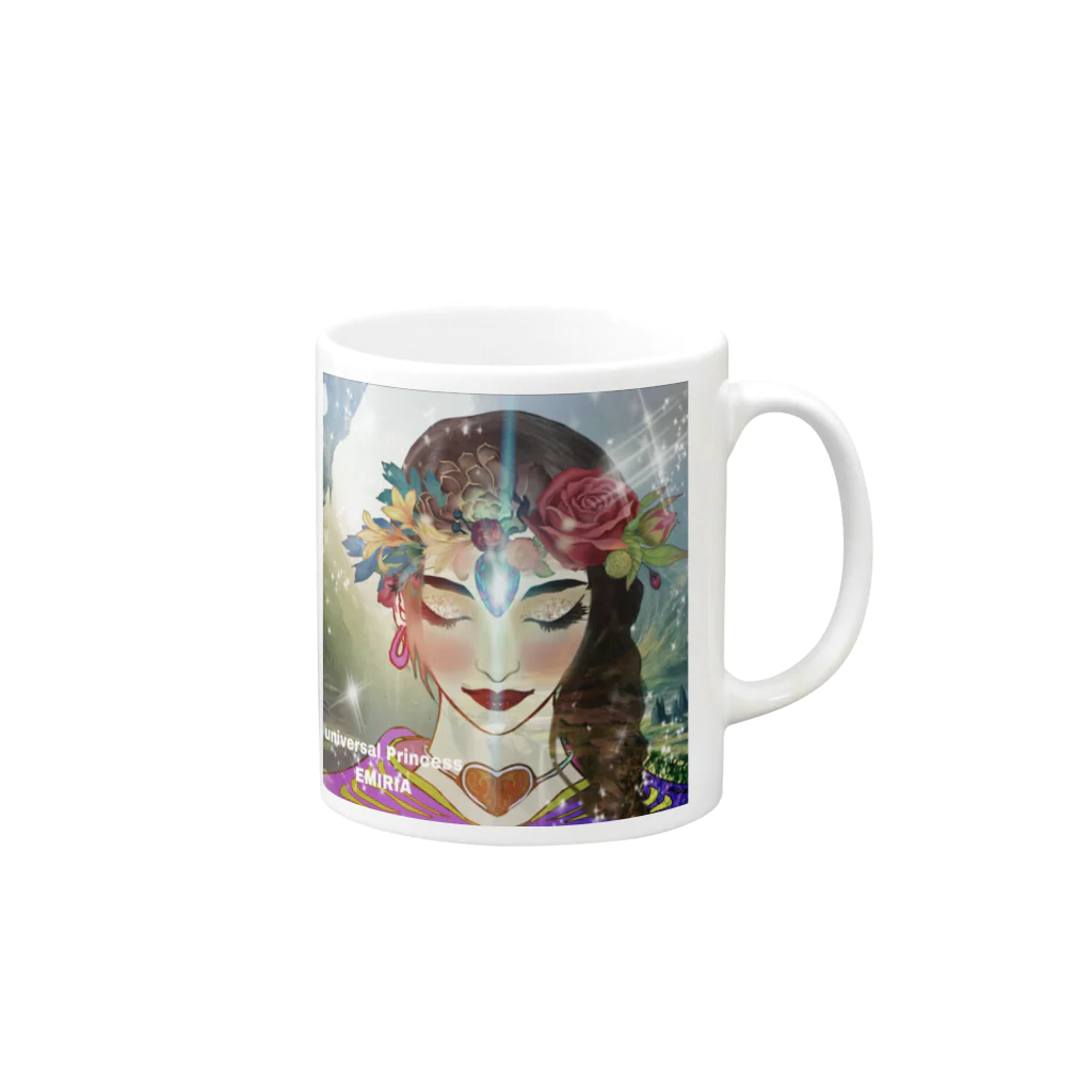 💖宇宙整体♪🌈♪こころからだチャンネル♪💖のuniversal princess EMIRIA Sunshine Green forest Mug :right side of the handle