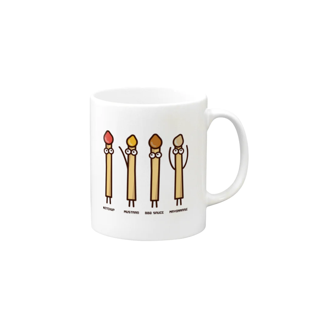 高堂玲/イラストの方のフライドポテト4兄弟 Mug :right side of the handle