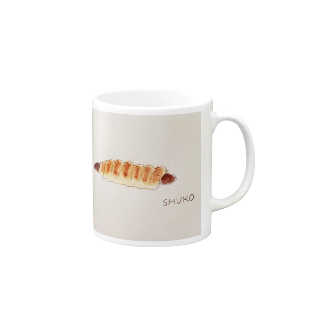 illustratorSHUKOのソーセージロール Mug :right side of the handle