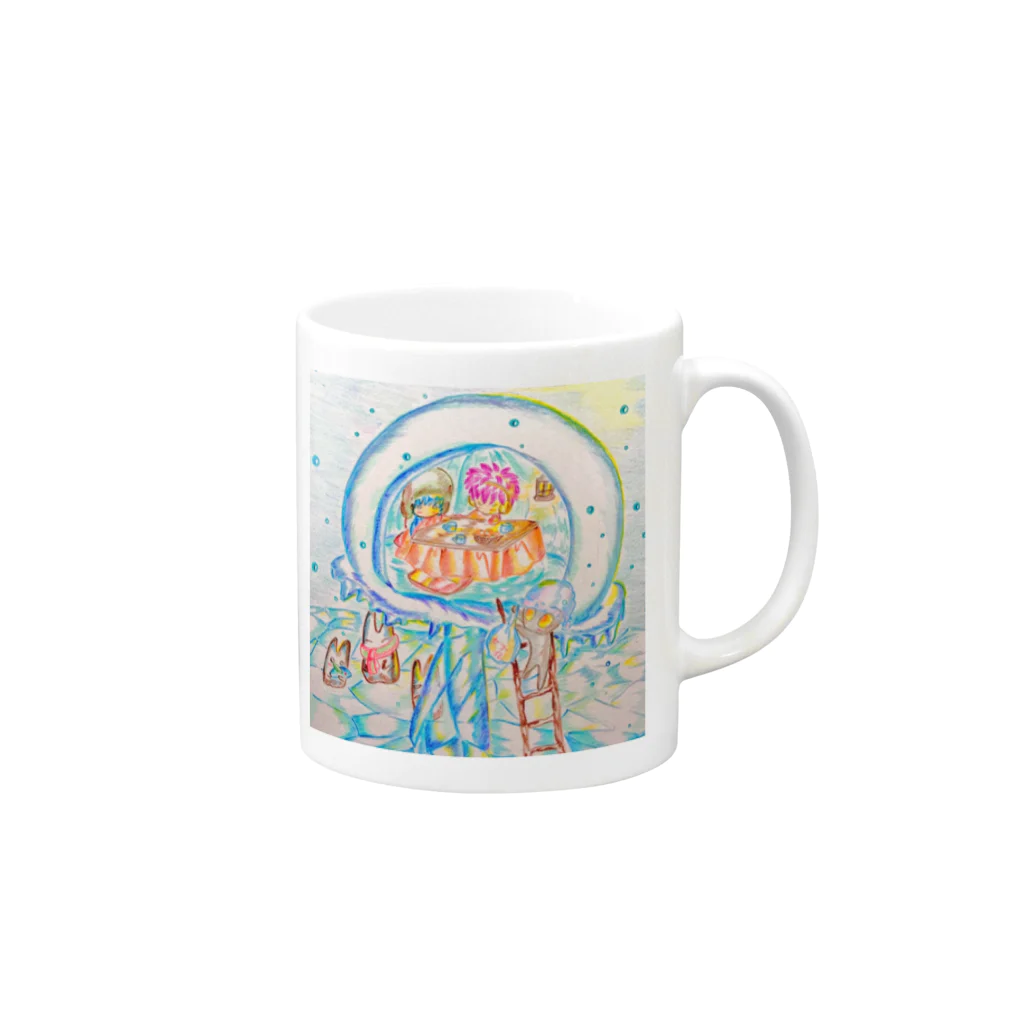 さくらもちの花と雪のファンタジー Mug :right side of the handle