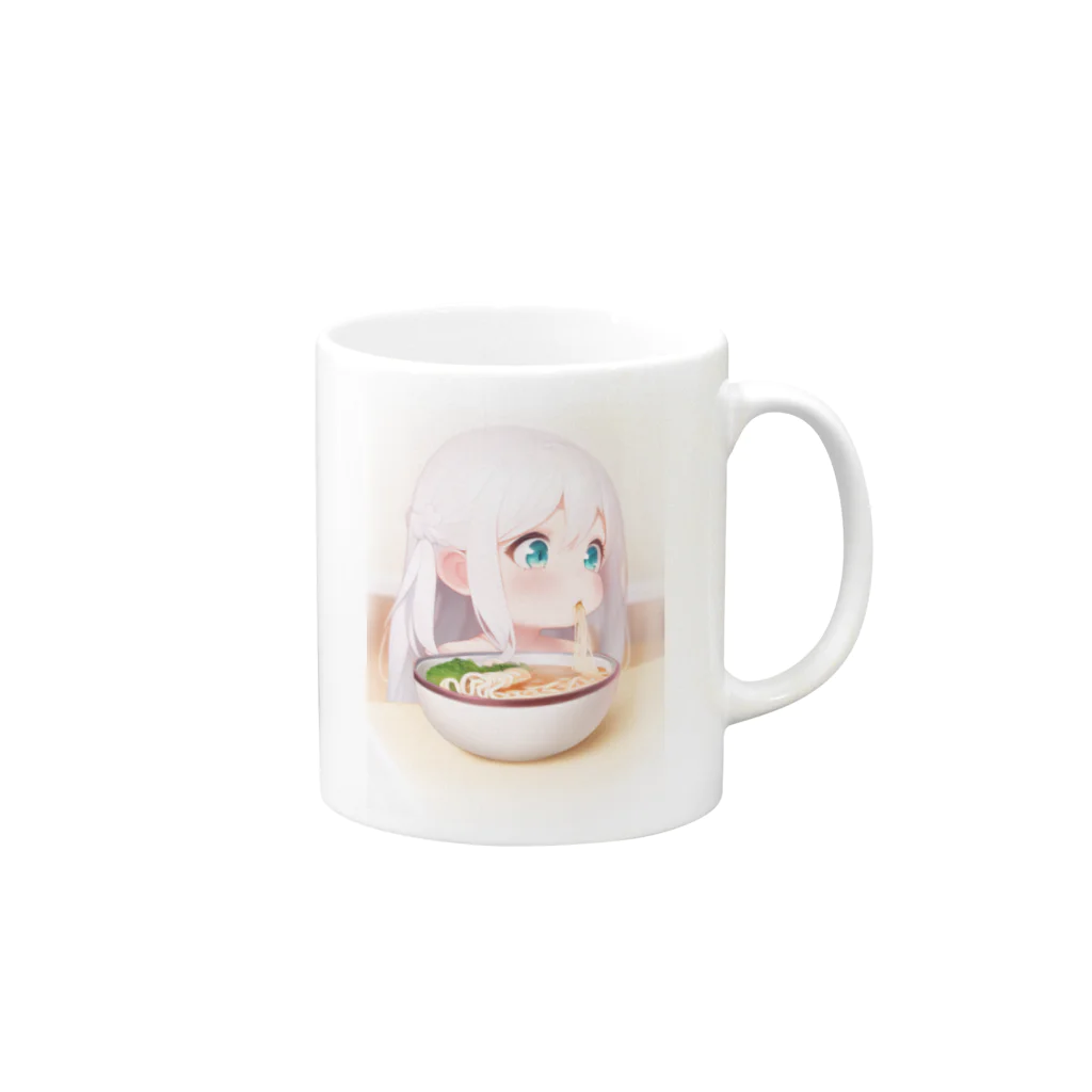 Shop.灯籠の『ラーメンを啜る少女』 Mug :right side of the handle