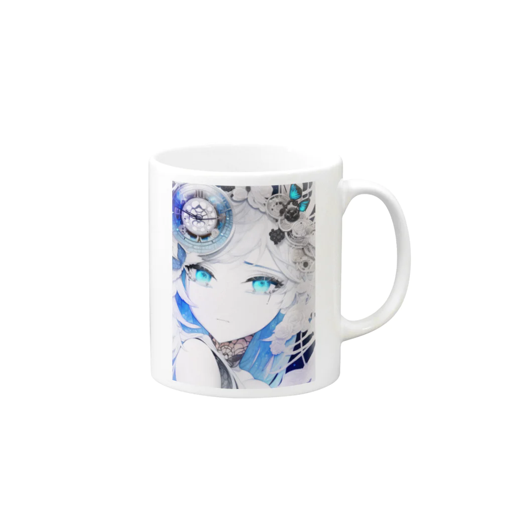 Shop.灯籠の『銀の涙を流す　時の天使』 Mug :right side of the handle