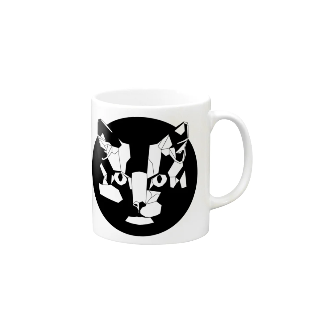 Fontaのジオメトリック猫 Mug :right side of the handle