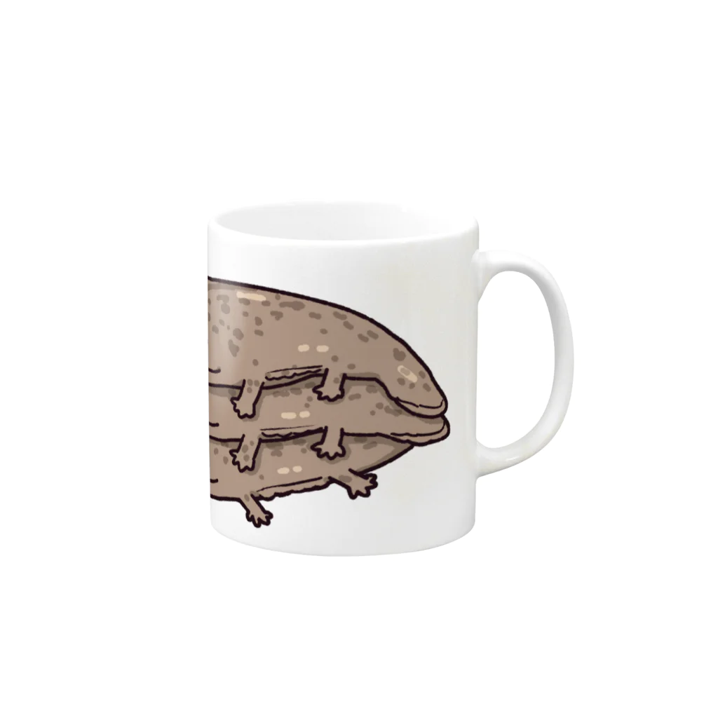 とうてんこのオオサンショウウオ三段重ね Mug :right side of the handle