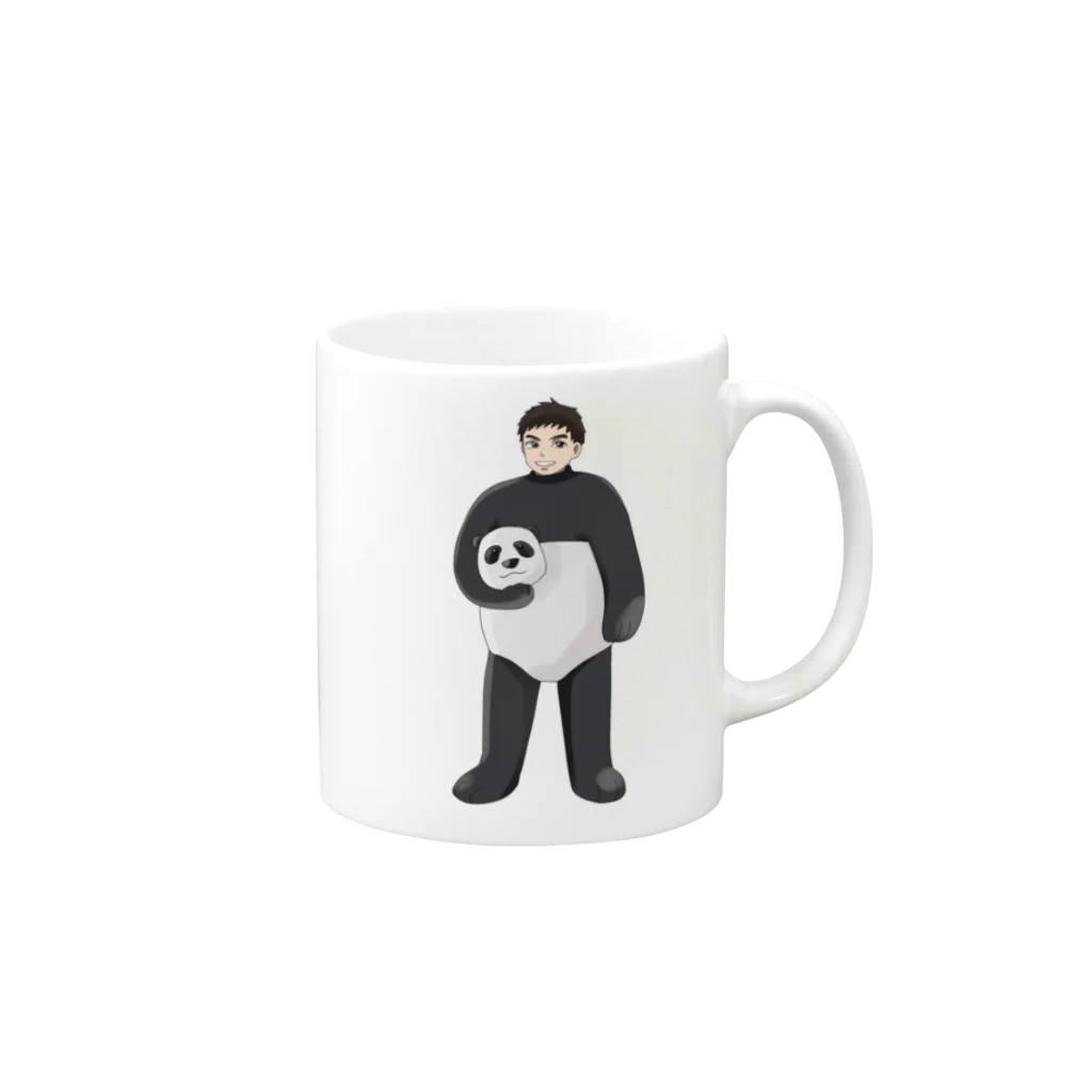 🐼ひきこまれパンダ🐼の着ぐるみ姿のひきこまれパンダ Mug :right side of the handle