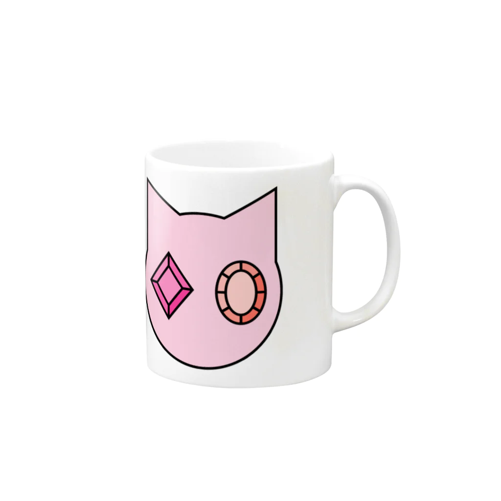 ベンジャミン8の宝石の目　ピンク Mug :right side of the handle