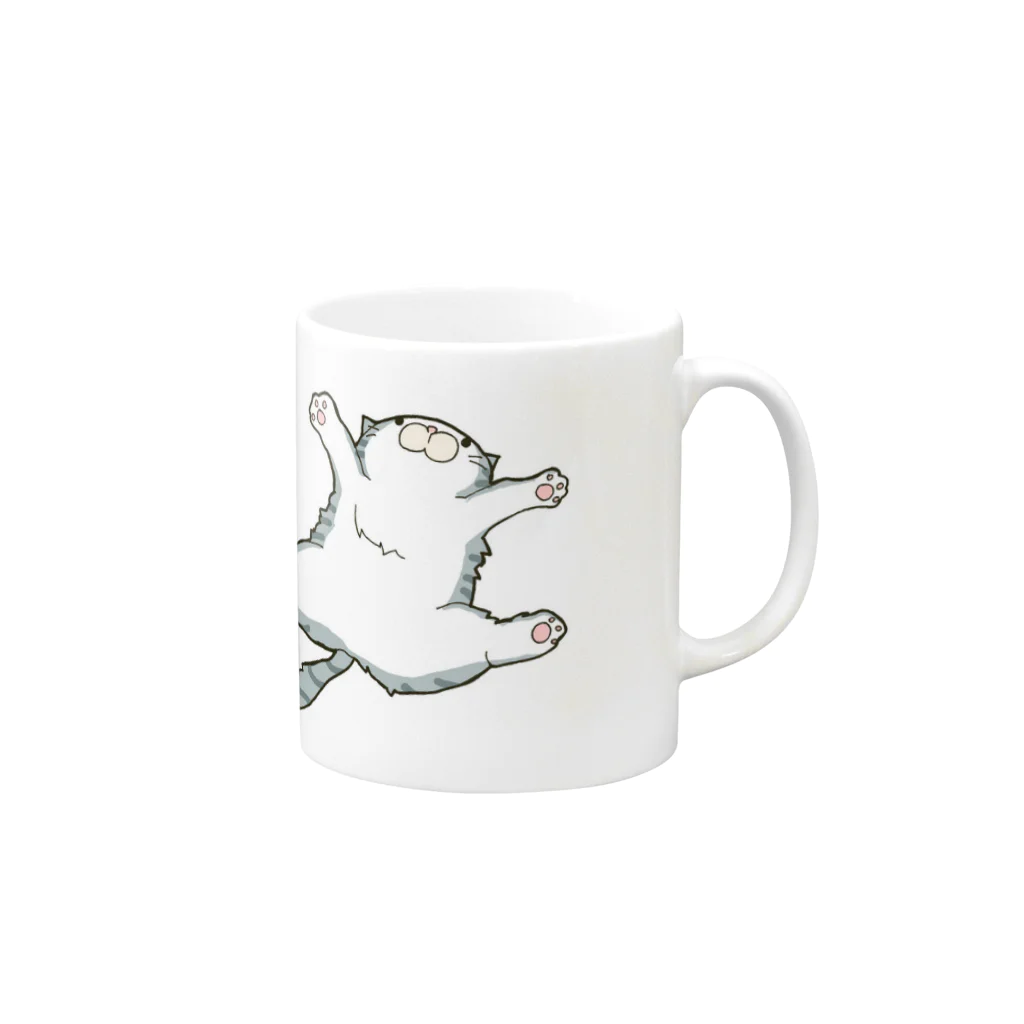 mmmmega1のねこのひらき Mug :right side of the handle