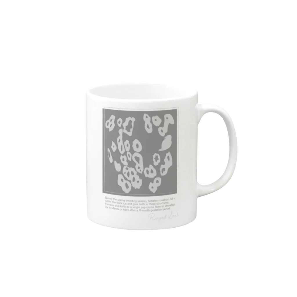 chiho_seal_shopのワモン アザラシ 柄 グレー Ringed seal pattern gray Mug :right side of the handle