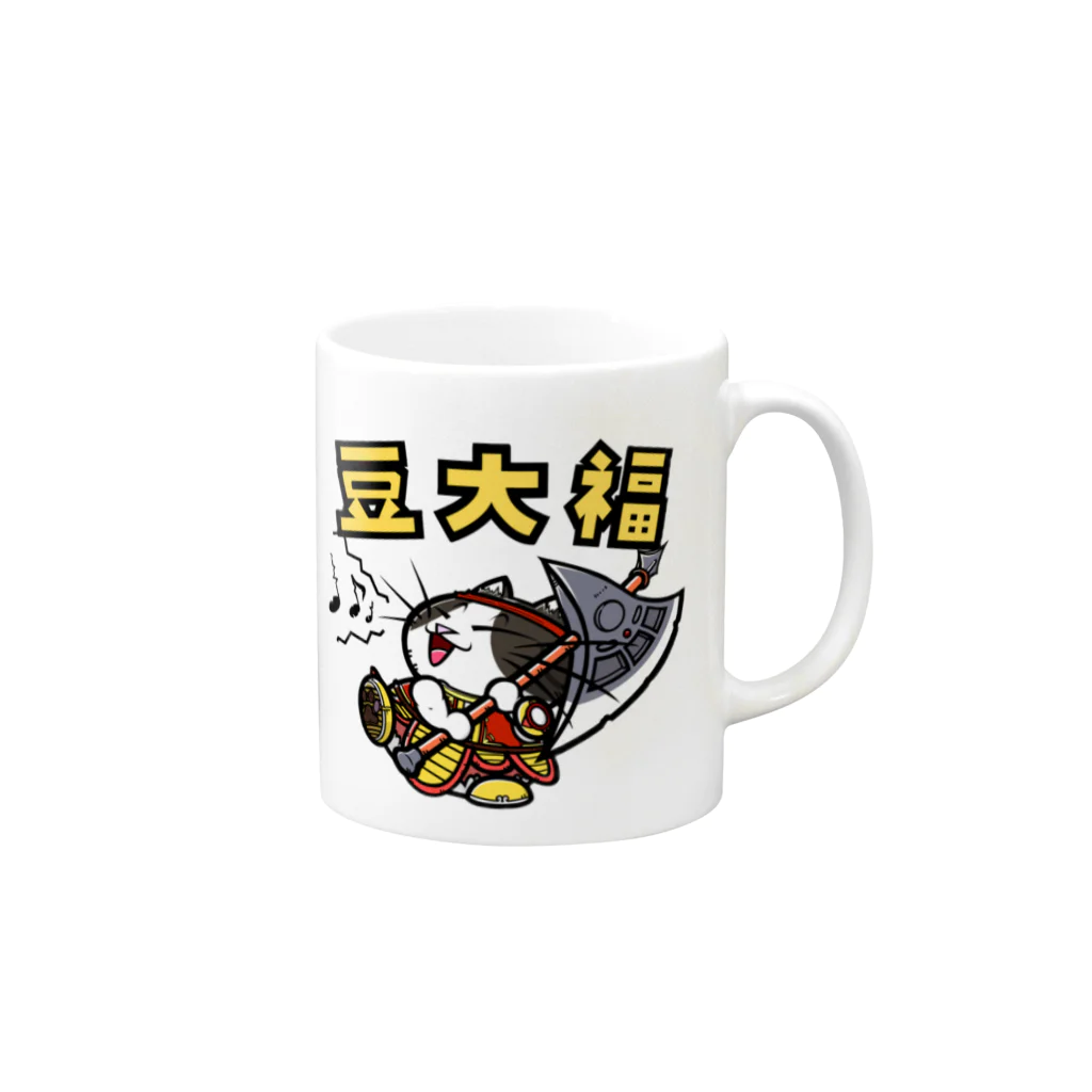 ひのきネコの戦士 豆大福 Mug :right side of the handle