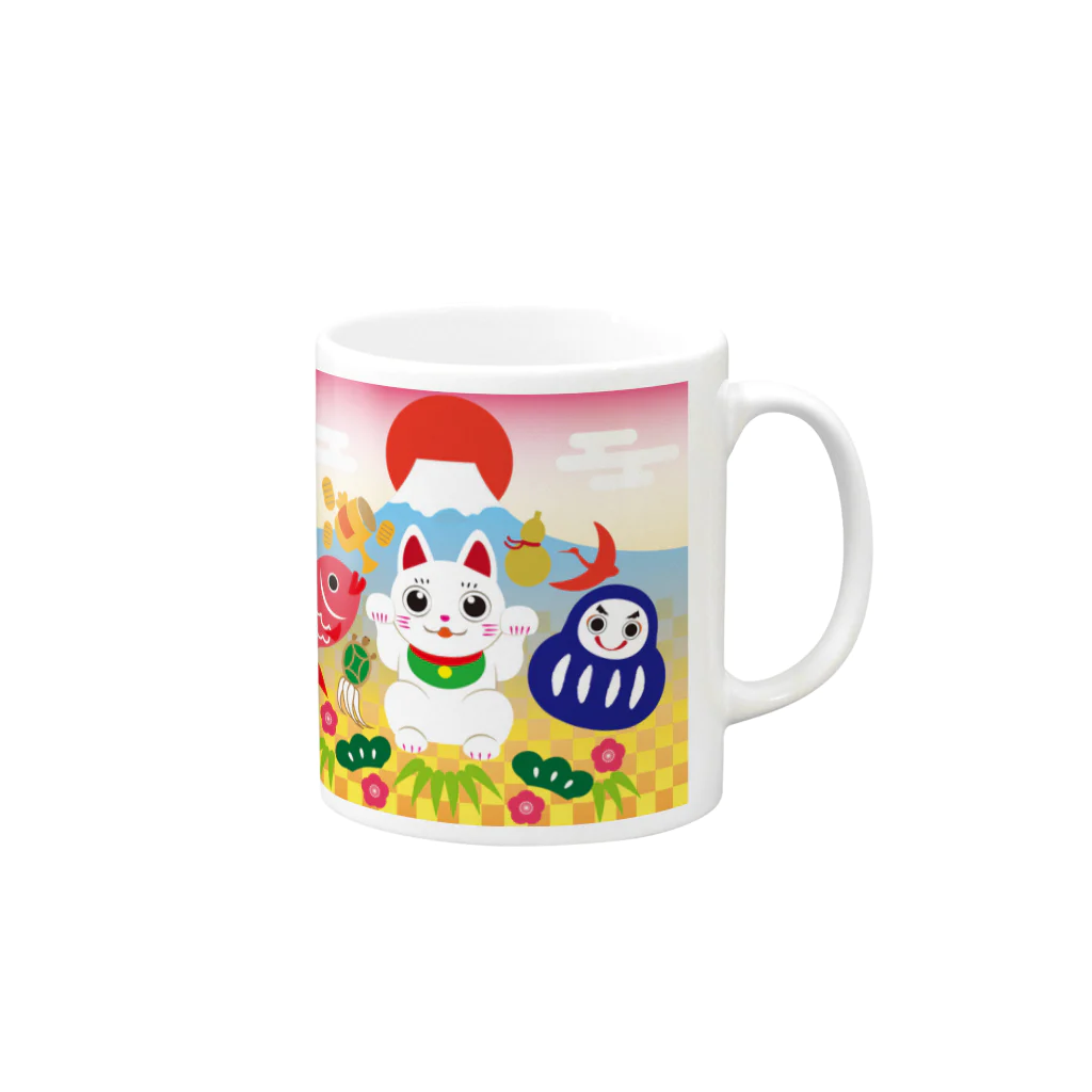 真椿ちゅんのお店のちゅんの招き猫と仲間たち Mug :right side of the handle