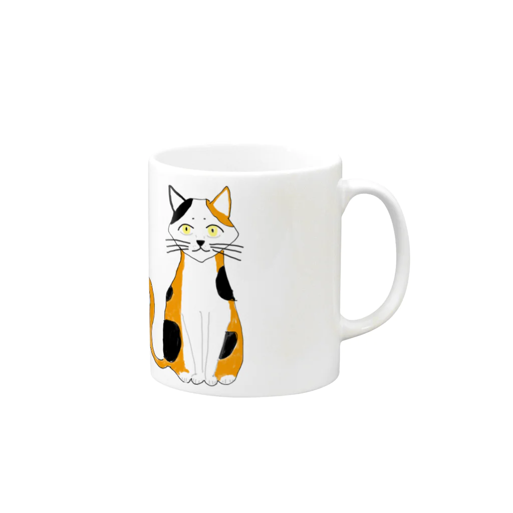 美女木小学校！の猫のマグカップ。 Mug :right side of the handle