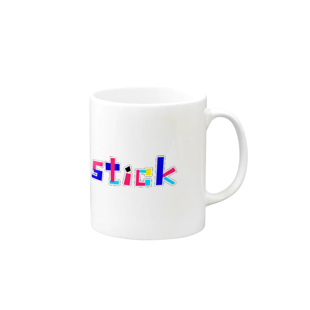 Feather stick-フェザースティック-のFeather stick　文字ロゴ　1段 Mug :right side of the handle