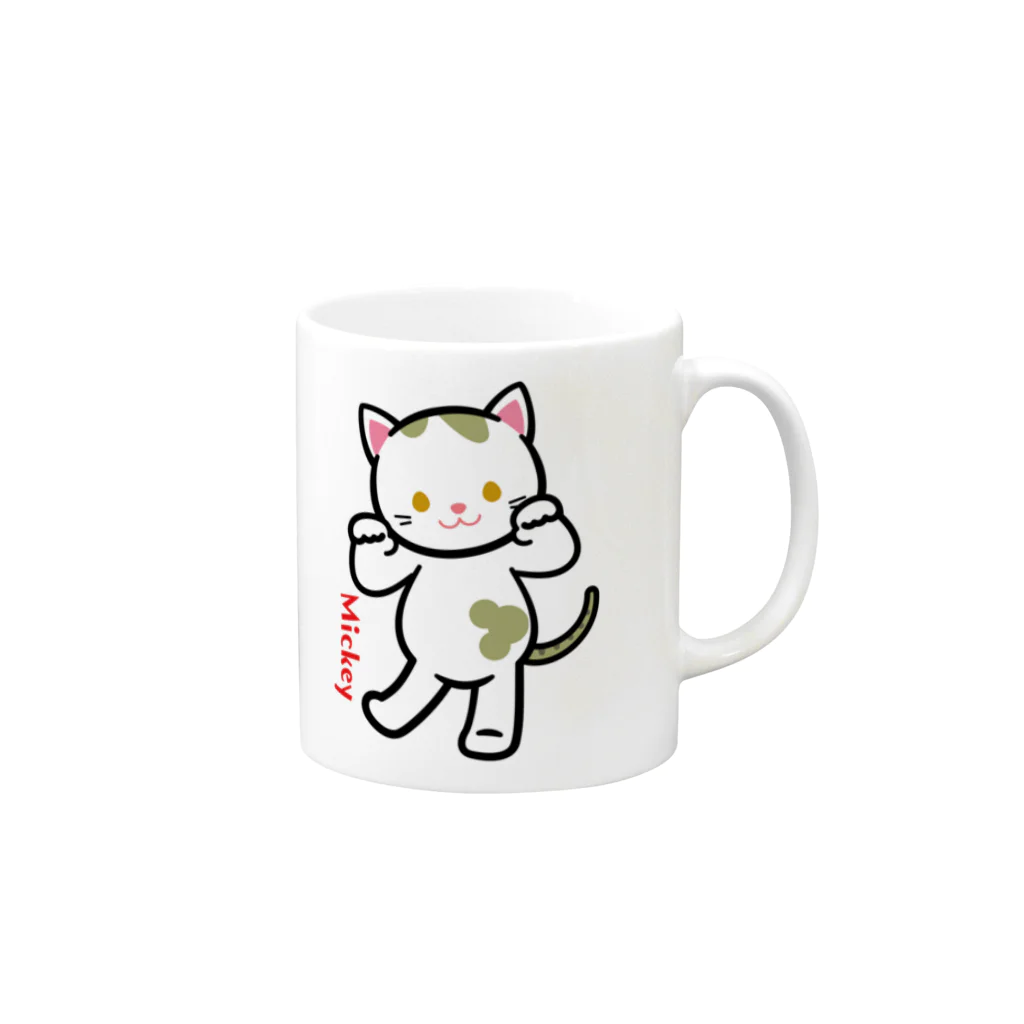 にこねこ【保護猫の保育園】のミッキーマグ Mug :right side of the handle