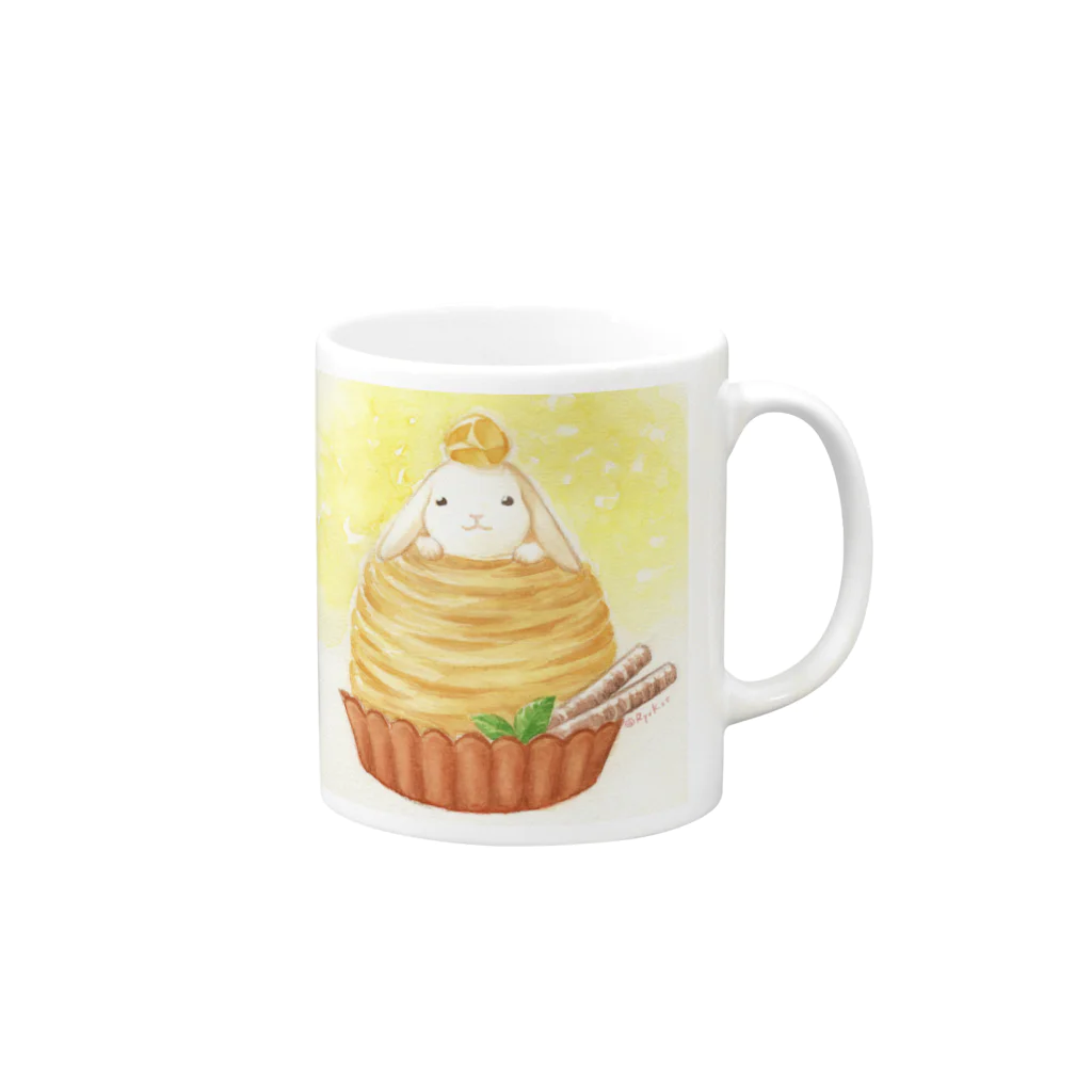 owls-rkのモンブランうさぎ Mug :right side of the handle