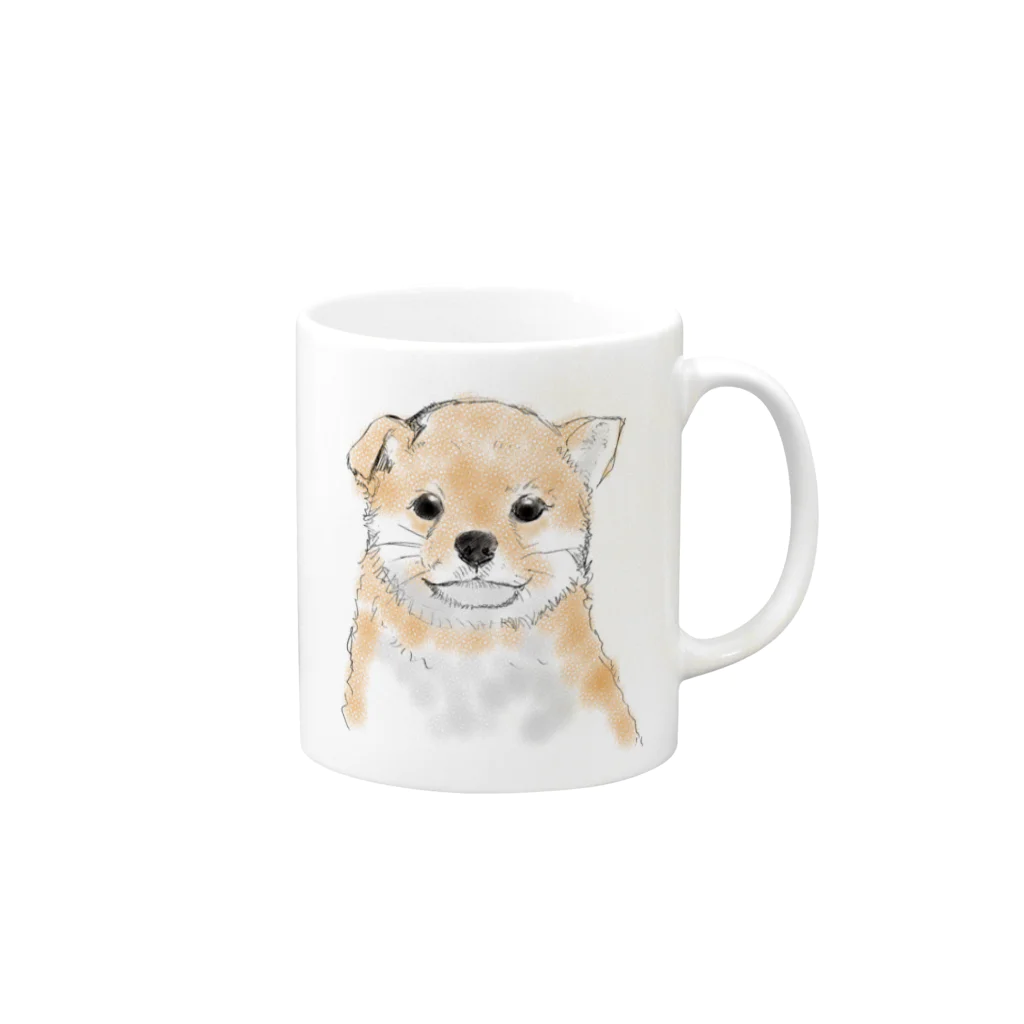 かわいいにゃんことワンコの絵のお店のこワンコ Mug :right side of the handle