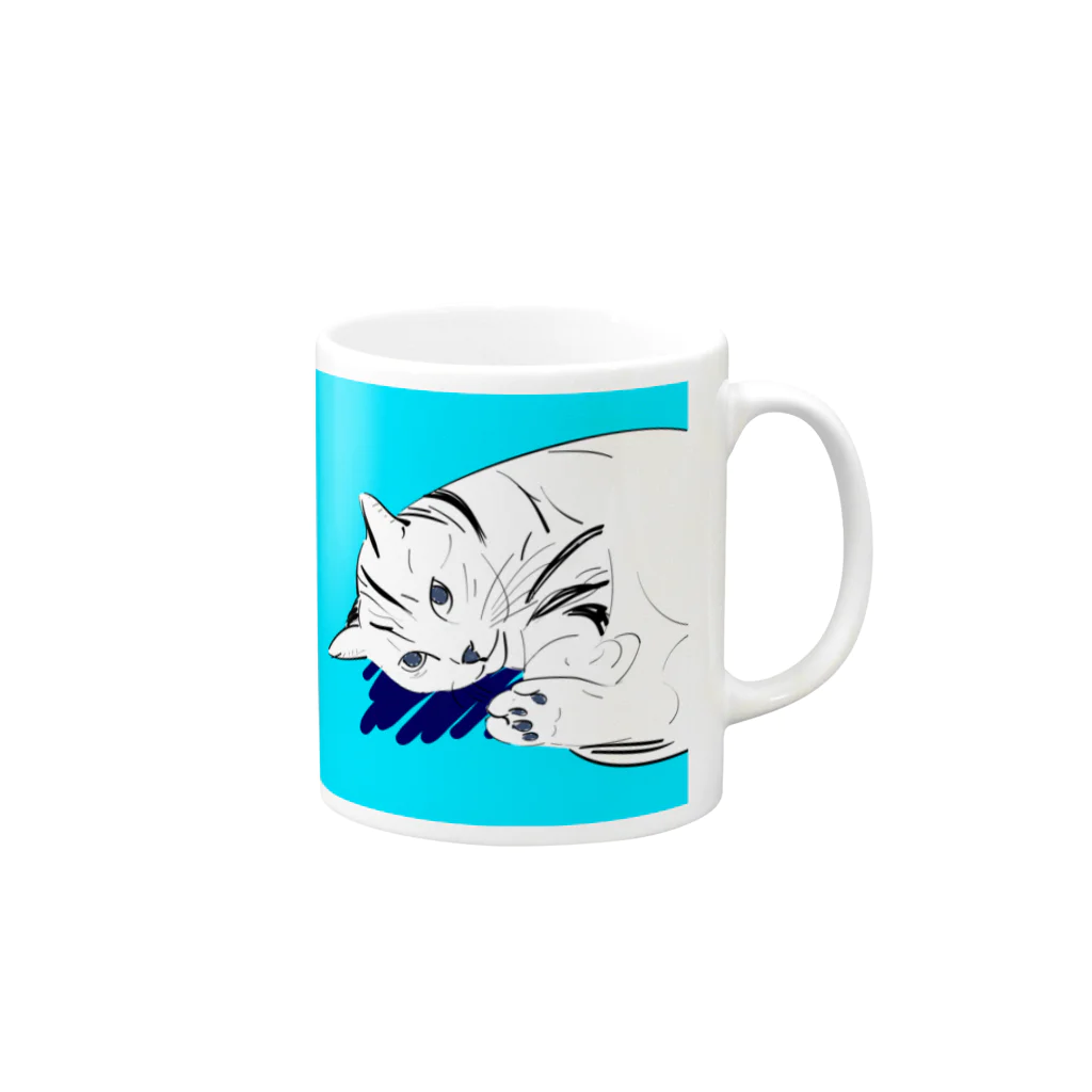 amu-toのアートねこ ブルー Mug :right side of the handle