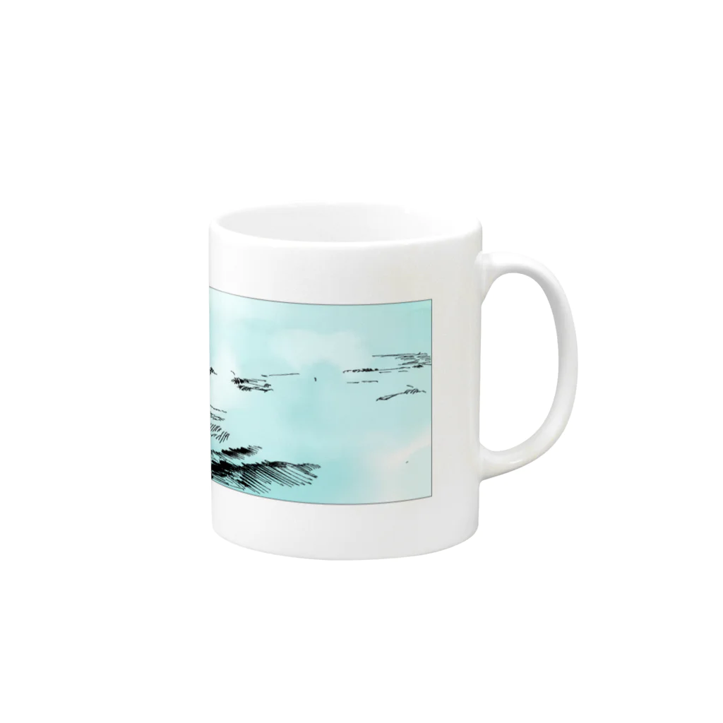 トモヅカ の海と船 ドローイング Mug :right side of the handle