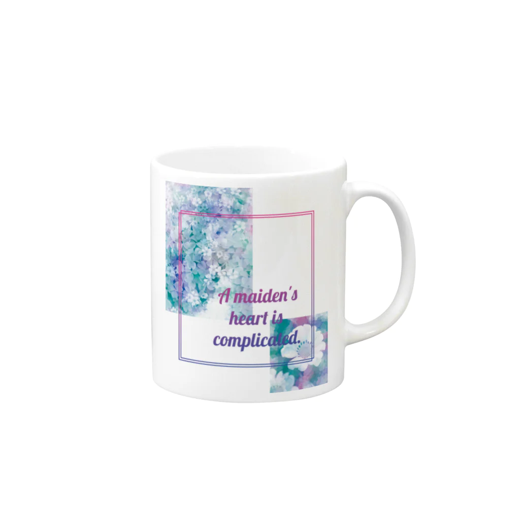 オリジナルデザイン＠サトモッティのパステル２「A maiden's heart is complicated.」 Mug :right side of the handle