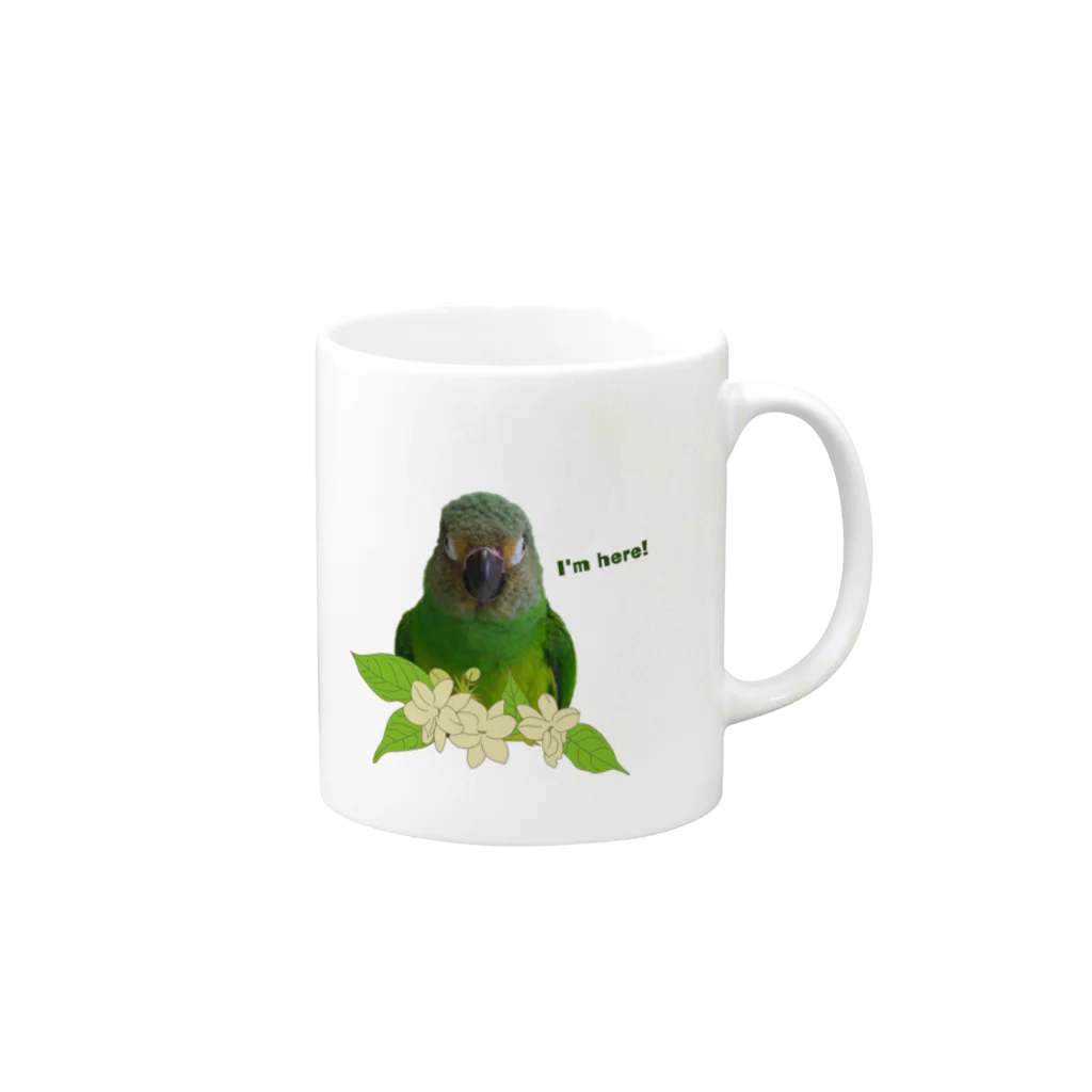 シモフリショップのシモフリインコはここだよ！ Mug :right side of the handle