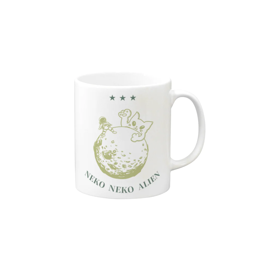 ari designのねこねこエイリアン Mug :right side of the handle