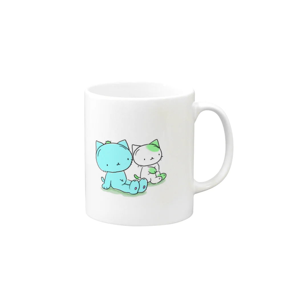 さぼてんネコのさぼにゃんのさぼにゃんマグカップ Mug :right side of the handle