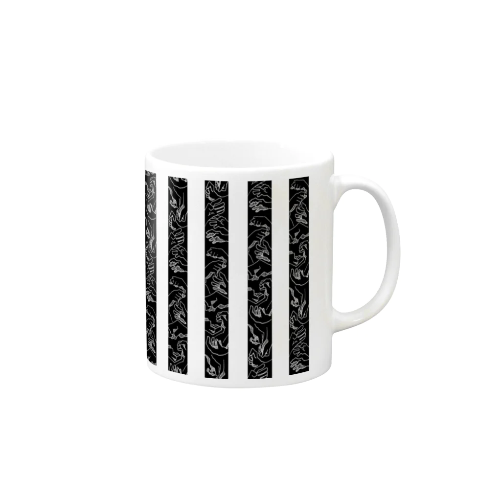 いわし.てんのおててボーダー Mug :right side of the handle