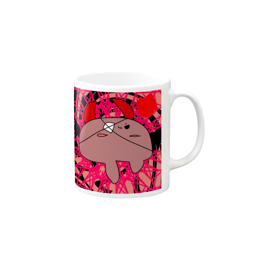 やみかわしょっぷ。のアクマんじゅう Mug :right side of the handle