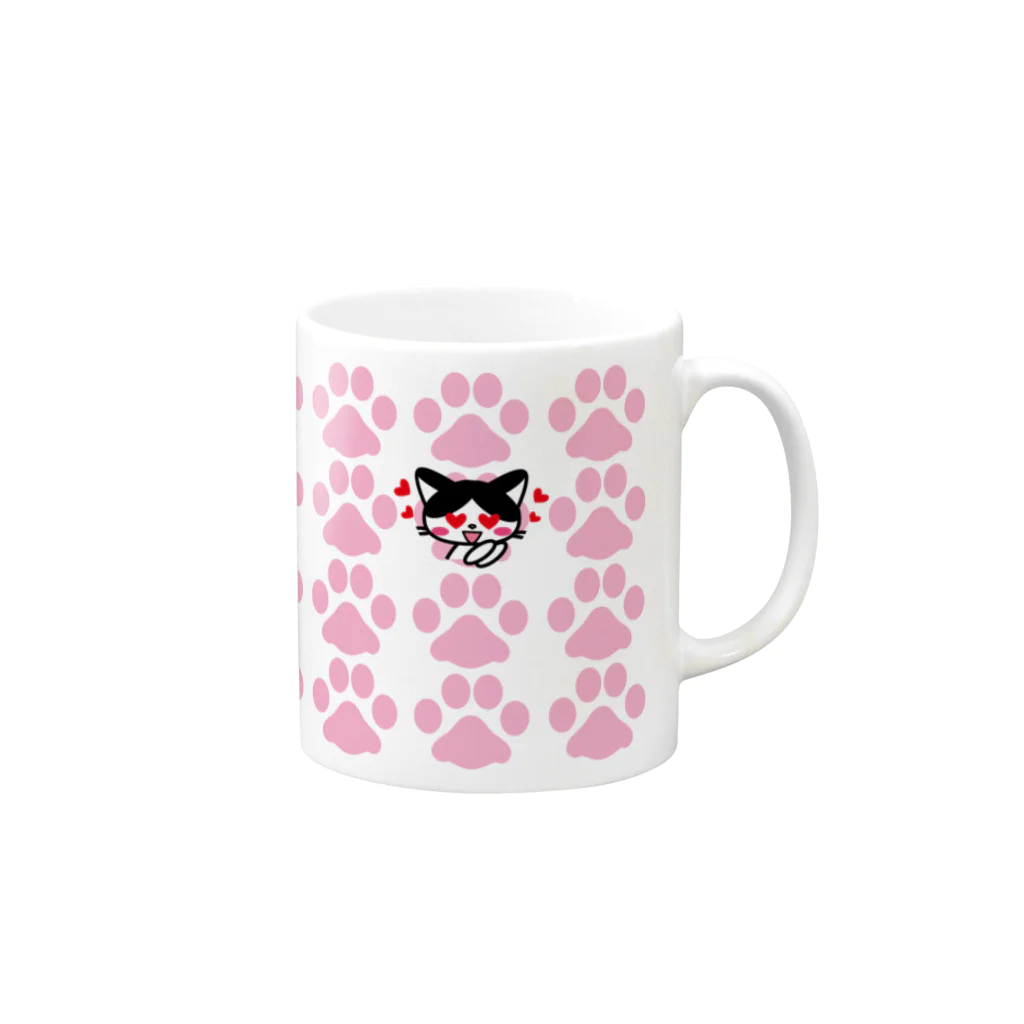 よっぴーの白黒はちわれ猫　lovely Mug :right side of the handle