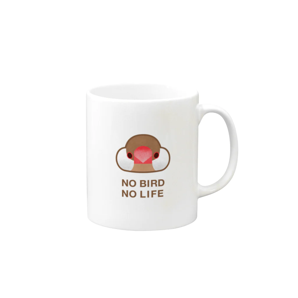 MochishopのNO BIRD NO LIFE シナモン文鳥マグカップ マグカップの取っ手の右面