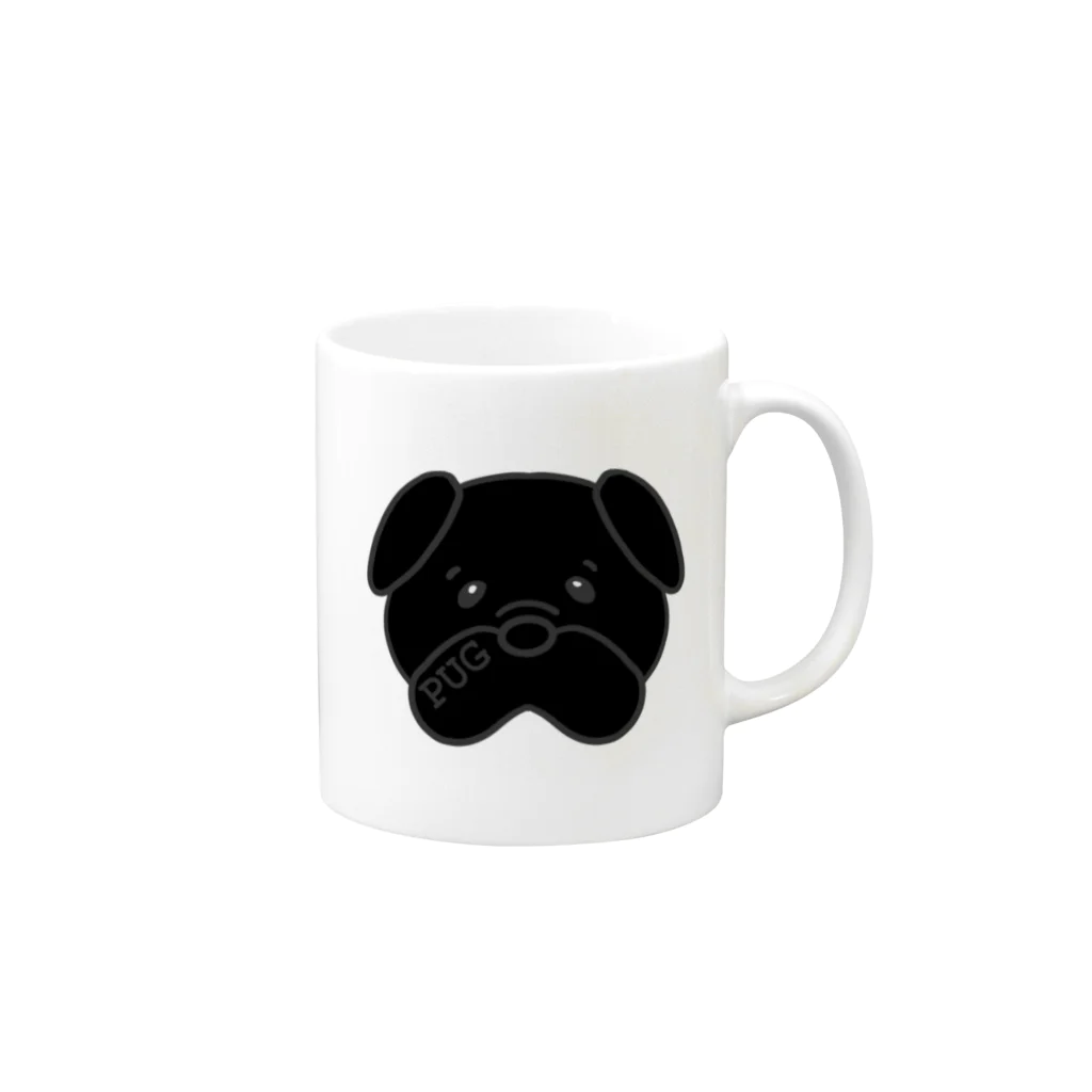 Sophie’s Graffiti のPUG♡BLACK Mug :right side of the handle