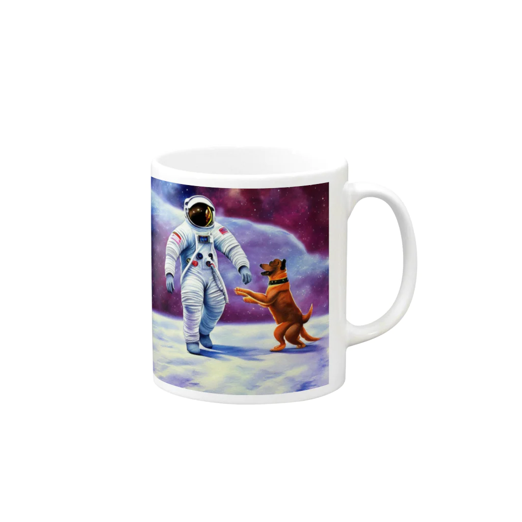 Edogawaの宇宙飛行士と犬 Mug :right side of the handle