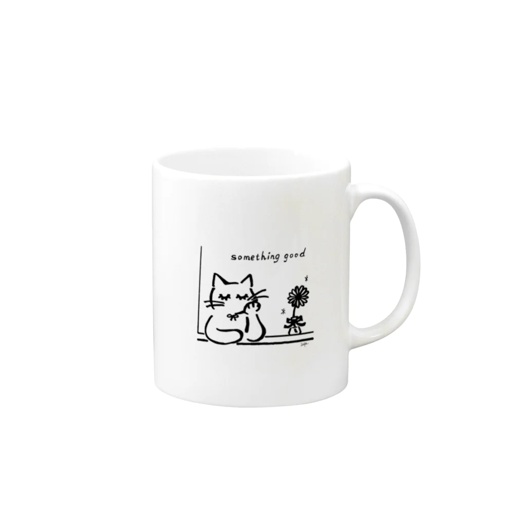 すぺ's shopのまつげを増量した猫 Mug :right side of the handle