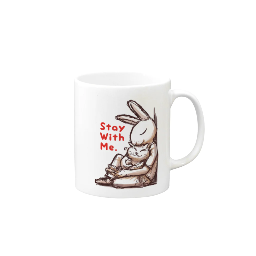 BeachBunnyのうさぎとねこ　Stay With Me Mug :right side of the handle