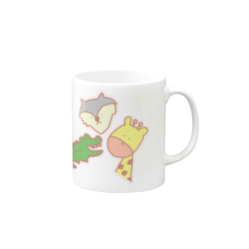 chikoショップのわに おおかみ きりん Mug :right side of the handle