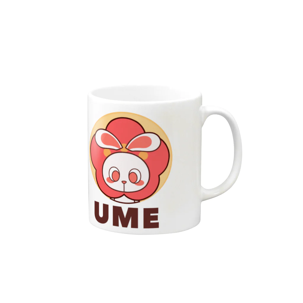 レタ(LETA)のぽっぷらうさぎ(UME・黄) Mug :right side of the handle
