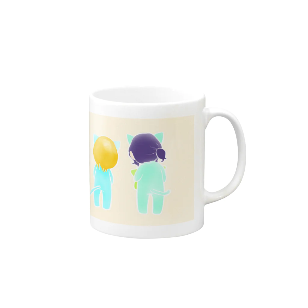 しおねのおえかき屋さん。のなかよしニャンコ。 Mug :right side of the handle